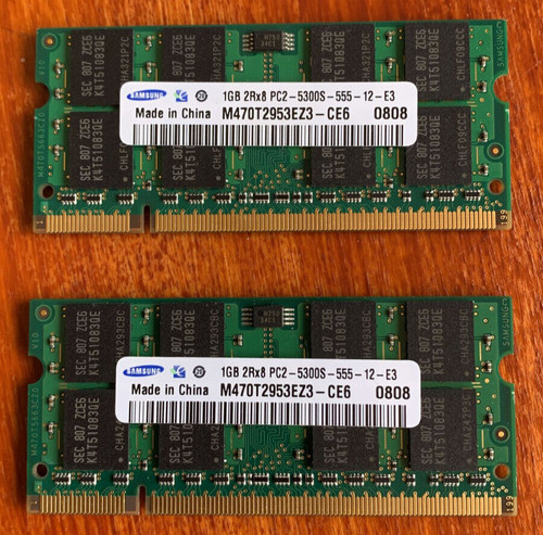 Laptop ram 2gb samsung - ram, (2x1gb)